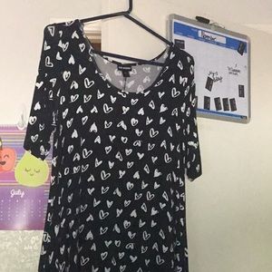 Black dress white hearts medium